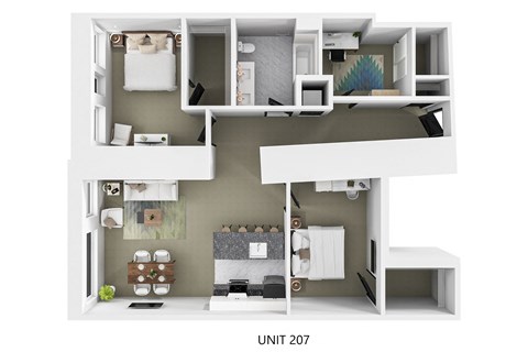 Floor plan for 2 beds, 1 bath, 1100 sqft